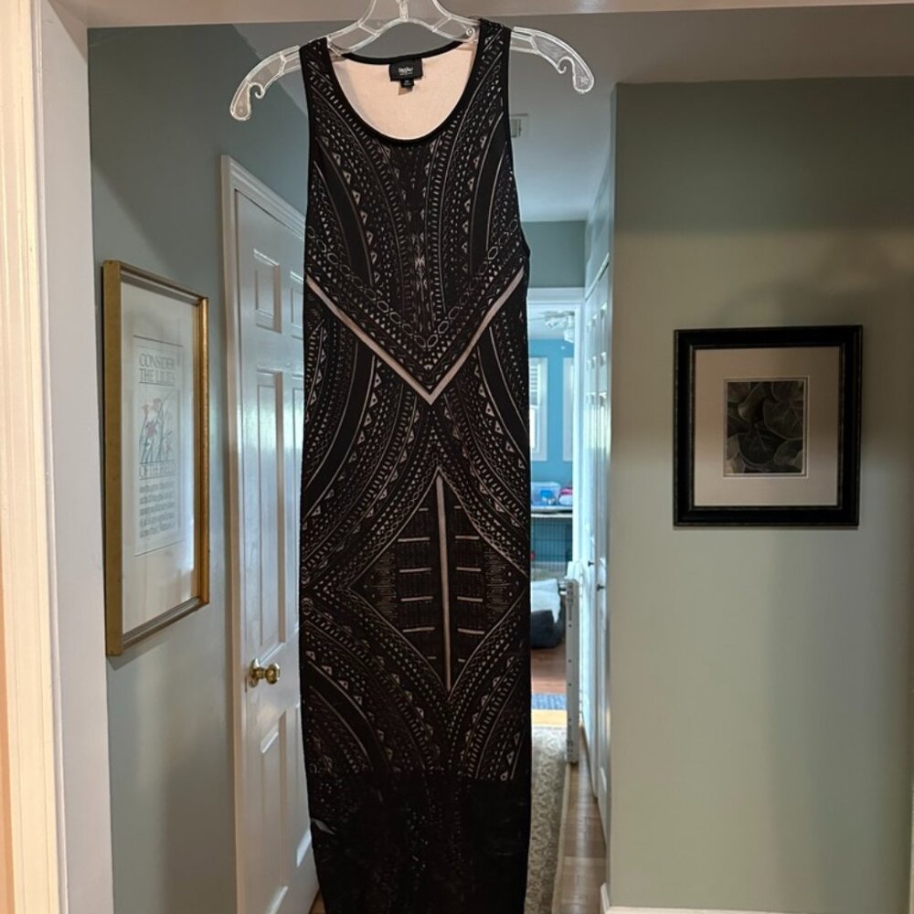 Black bodycon printed dress